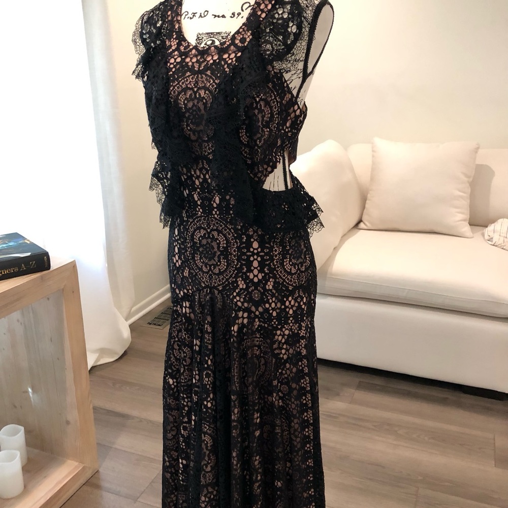 Alexis Black Lace Cocktail Dress with Cut Outs Women